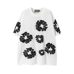 Denim Tears Cotton Wreath Graphic T-Shirt - White / Black / Oversized Streetwear