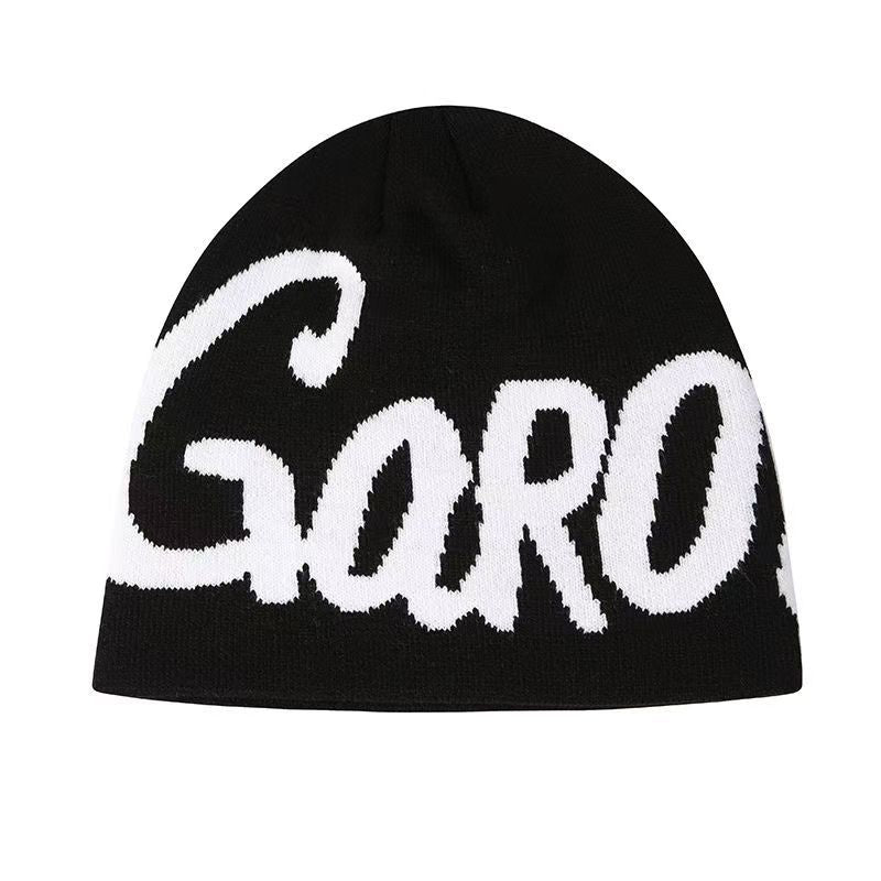 Garo Streetwear Embroidered/Knitted Beanie - Black & White