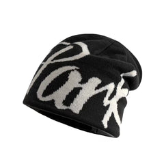 York Streetwear Cursive Knit Beanie - Black & White