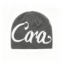 Casa Streetwear Cursive Knit Beanie - Dark Grey & White