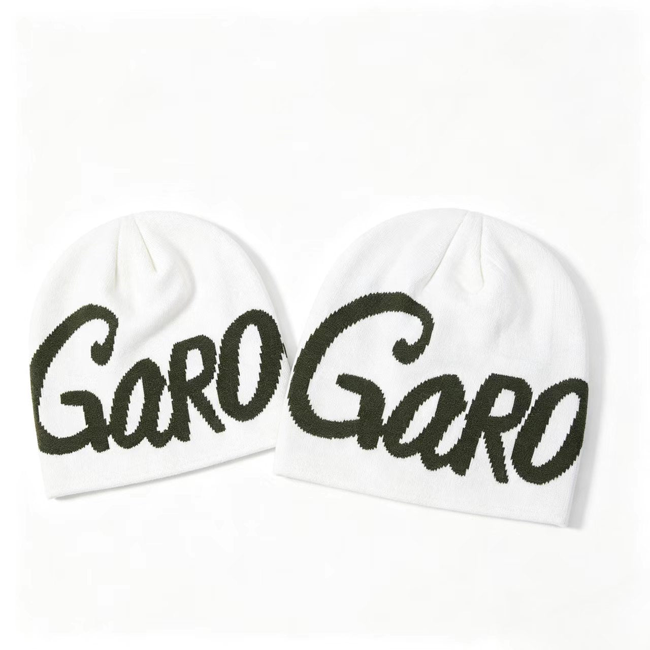 Garo Streetwear Knitted Beanie - White & Black