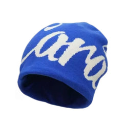 Garo Streetwear Knitted Beanie - Royal Blue & White