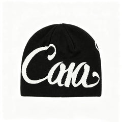 Casa Streetwear Cursive Knit Beanie - Black & White