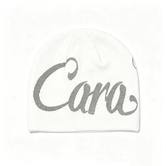 Casa Streetwear Cursive Knit Beanie - White & Grey